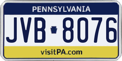 PA license plate JVB8076