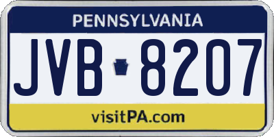 PA license plate JVB8207