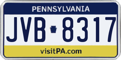 PA license plate JVB8317