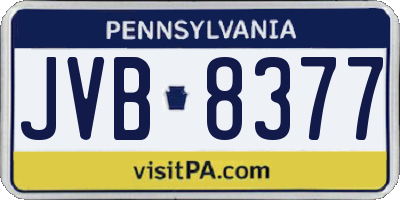 PA license plate JVB8377