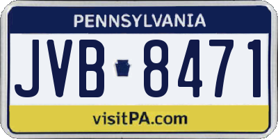 PA license plate JVB8471