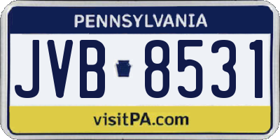 PA license plate JVB8531