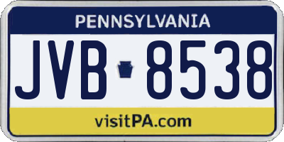 PA license plate JVB8538