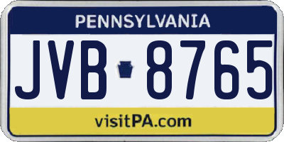 PA license plate JVB8765