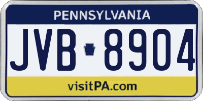 PA license plate JVB8904