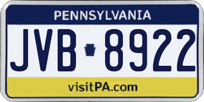 PA license plate JVB8922