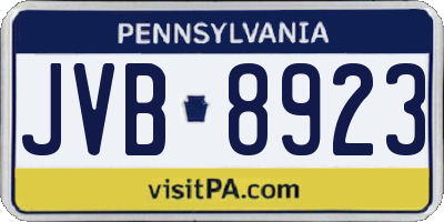 PA license plate JVB8923