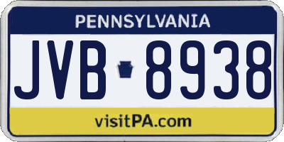PA license plate JVB8938