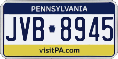 PA license plate JVB8945