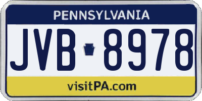 PA license plate JVB8978