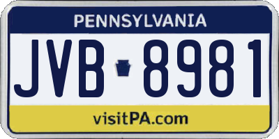 PA license plate JVB8981