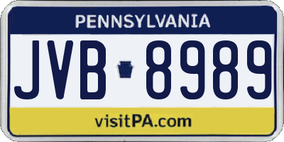 PA license plate JVB8989