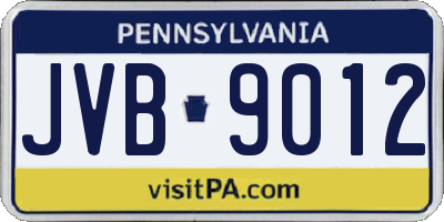 PA license plate JVB9012