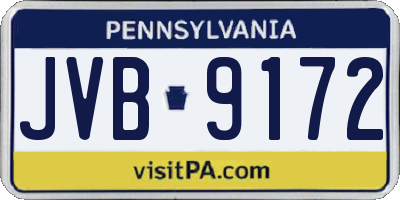PA license plate JVB9172