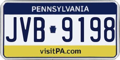 PA license plate JVB9198