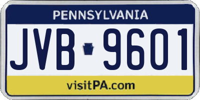 PA license plate JVB9601