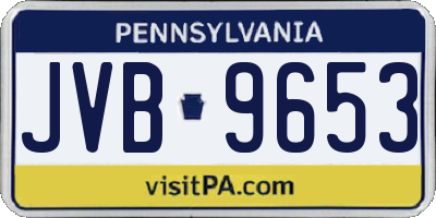 PA license plate JVB9653