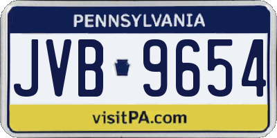 PA license plate JVB9654