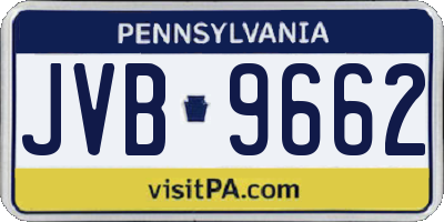 PA license plate JVB9662