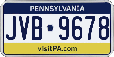 PA license plate JVB9678