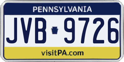 PA license plate JVB9726