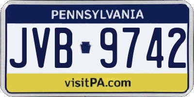 PA license plate JVB9742