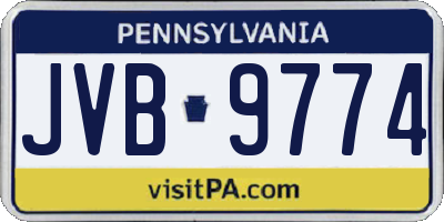 PA license plate JVB9774