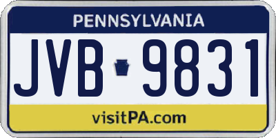 PA license plate JVB9831