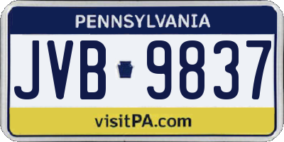 PA license plate JVB9837