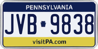 PA license plate JVB9838