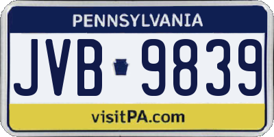 PA license plate JVB9839