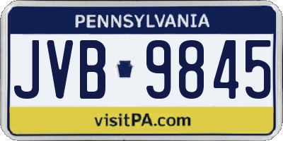 PA license plate JVB9845
