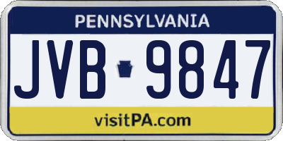 PA license plate JVB9847