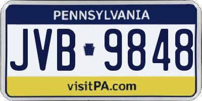 PA license plate JVB9848