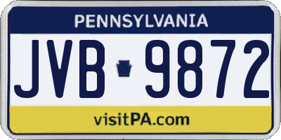 PA license plate JVB9872