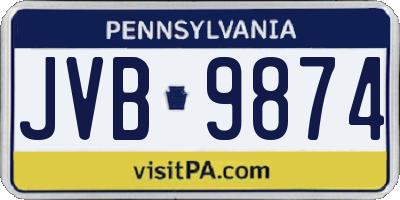 PA license plate JVB9874