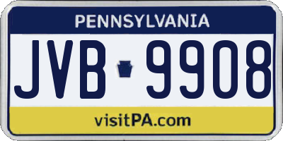 PA license plate JVB9908