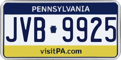 PA license plate JVB9925