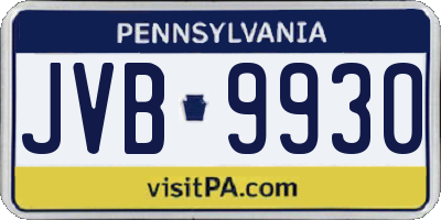 PA license plate JVB9930