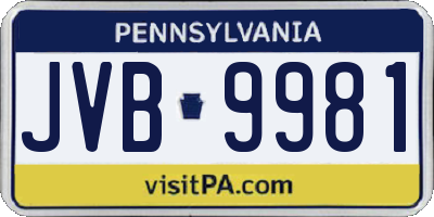 PA license plate JVB9981