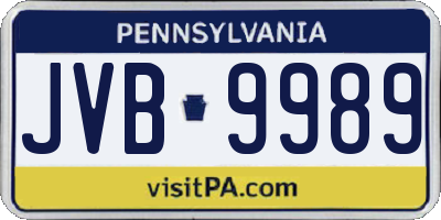PA license plate JVB9989