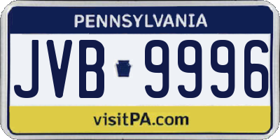 PA license plate JVB9996