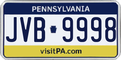 PA license plate JVB9998