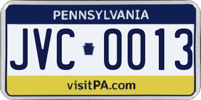 PA license plate JVC0013