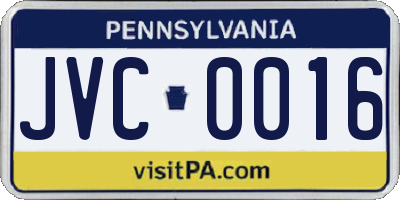 PA license plate JVC0016
