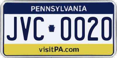 PA license plate JVC0020