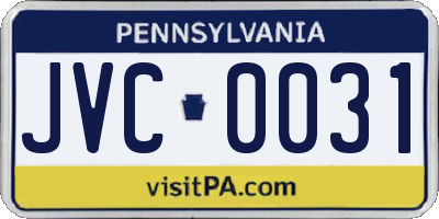 PA license plate JVC0031