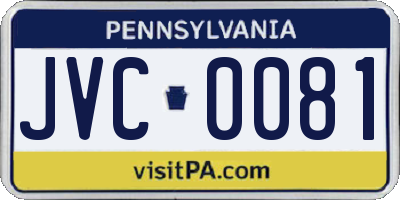 PA license plate JVC0081