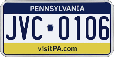 PA license plate JVC0106