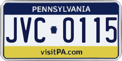 PA license plate JVC0115